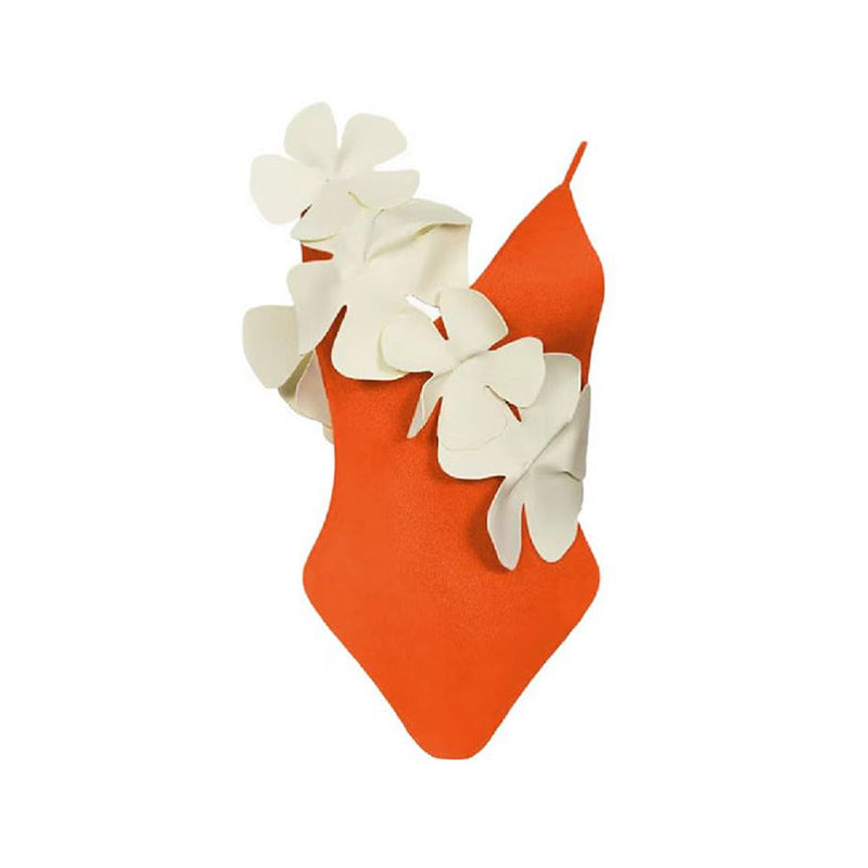 Solid Color Spaghetti Straps One Piece Swimsuit Women Floral Spring Vacation Swimsuit Bella Mia